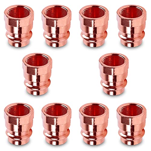 Copper Press Female Adapter – 1/2" FIP x Press LF ProPress Female NPT x Press Connection Pack of 10 – Durable Copper Fitting for High-Pressure Systems by DMNI